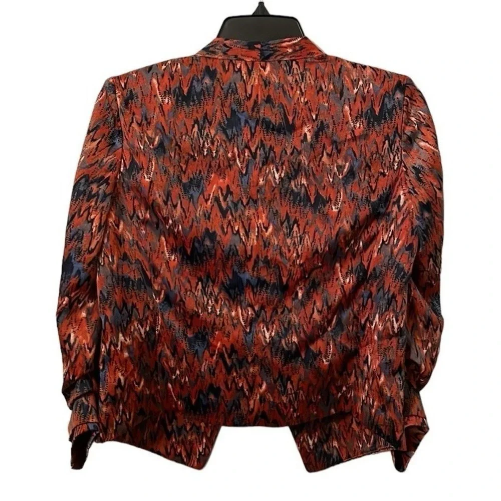 BAR‎ III Women's Ikat Print Multicolor Scrunch Sleeve Blazer Size XS